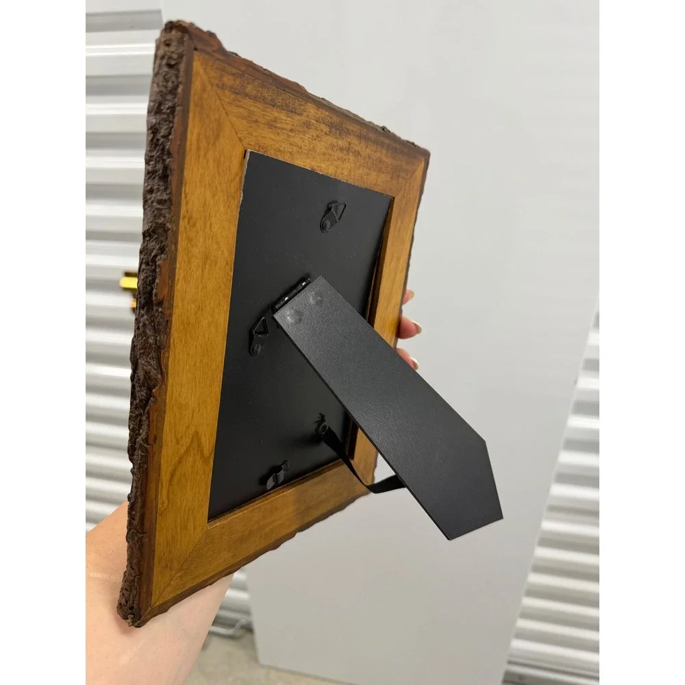EOSGLAC  Rustic Live Edge Wood Picture Frame Without Glass Farmhouse Wall/Table